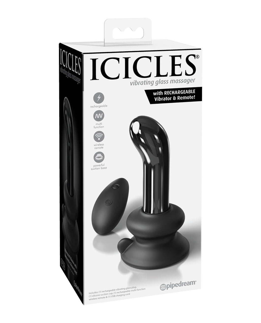 Icicles No. 84 Hand Blown Glass Vibrating Butt Plug with Remote